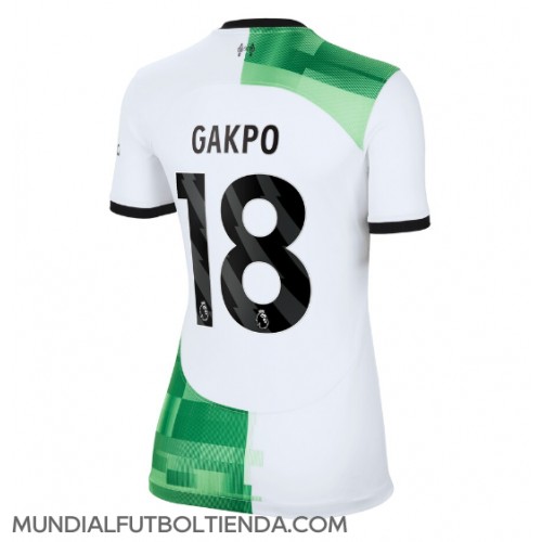 Camiseta Liverpool Cody Gakpo #18 Segunda Equipación Replica 2023-24 para mujer mangas cortas